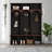 Farmhouse Wooden Hall Tree with Arched Design, 4-in-1 Entryway Storage Bench with 5 Hooks & 7 Cubbies, Rustic Mudroom Shoe Cabinet-1810845490
