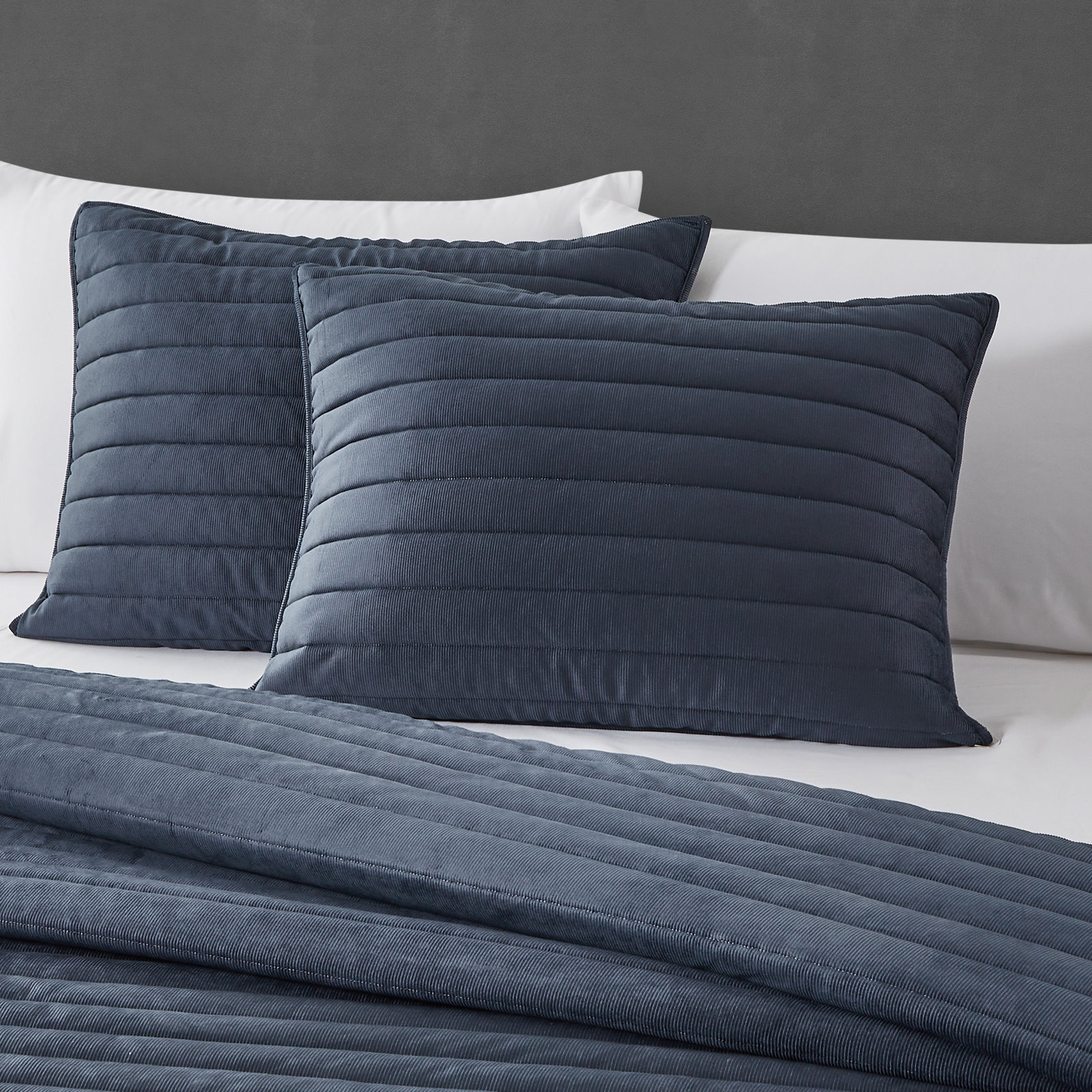 Cotton Quilt Set, Queen Quilt + 2 Standard Shams, Navy