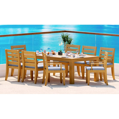 Atnas 8 - Person Teak Wood Patio Dining Set with