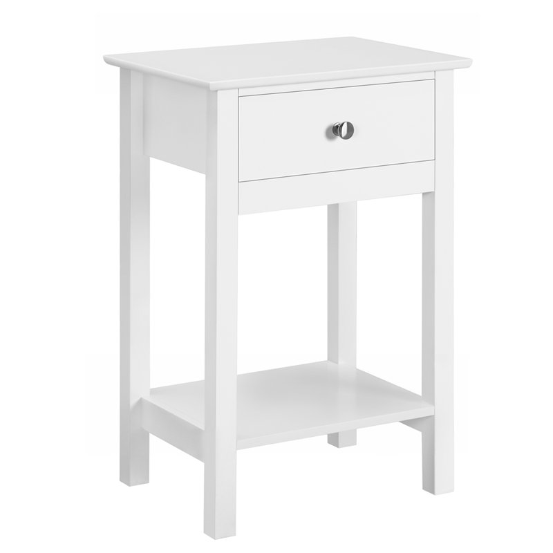 Side Table With Ample Storage Space, White
