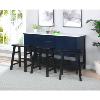 Tabouret de bar et de comptoir en bois massif massif Messer, 24 po, noir (ensemble de 3)
