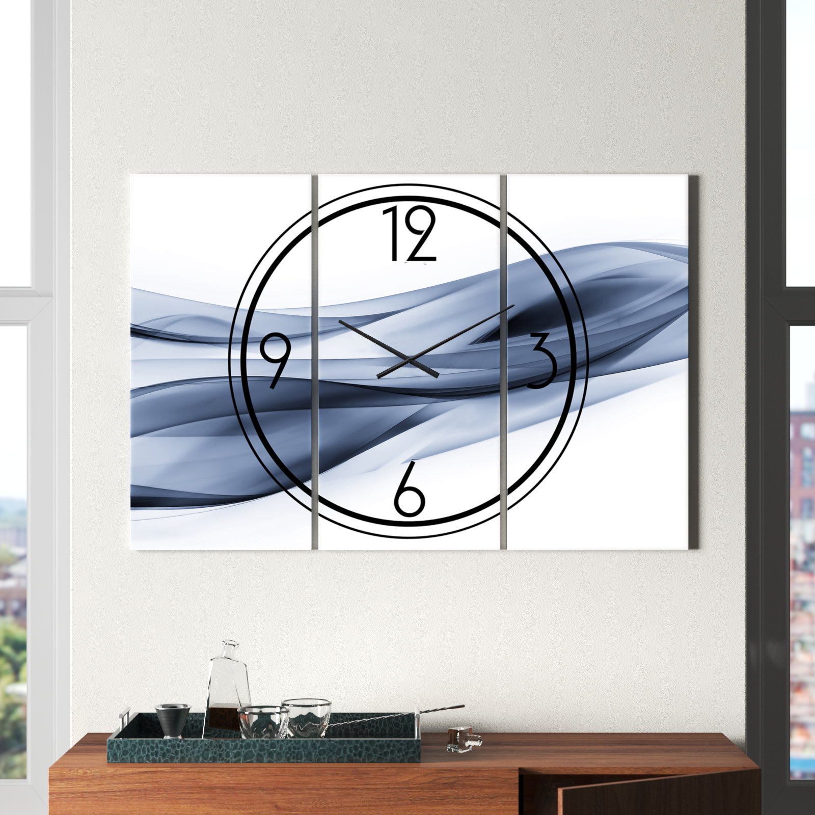 Wade Logan® Anar Glittering Light Blue Pattern - Modern wall clock ...