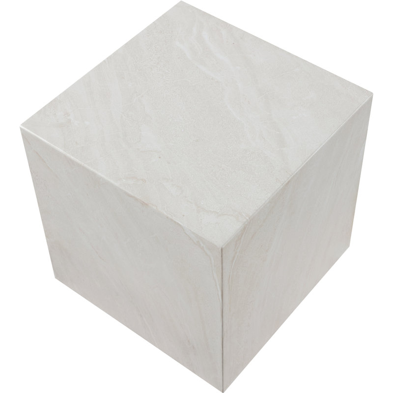 Piazza Geffrey Finished Concrete Indoor/Outdoor End Table, Off White