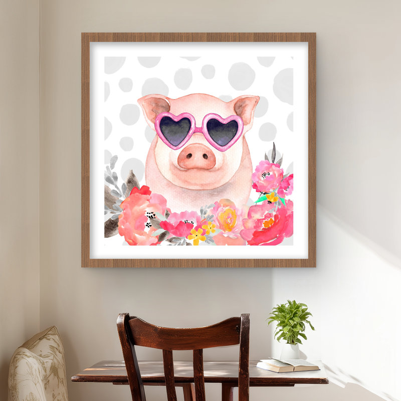 Little pig in love - Farm animals framed print | Home decor