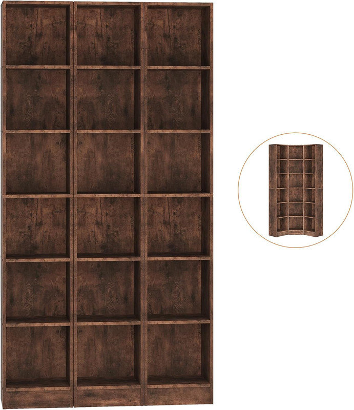 Bibliothèque d'angle à 6 niveaux avec 18 cubes, tablette de rangement ouverte 3-en-1 pour le bureau de la chambre à coucher, unité de présentation polyvalente