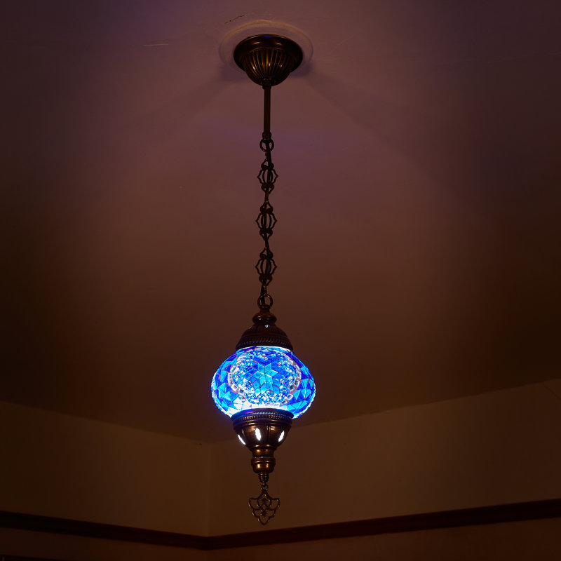 Karlie 1 - Light Antique Bronze Sphere Pendant, Blue