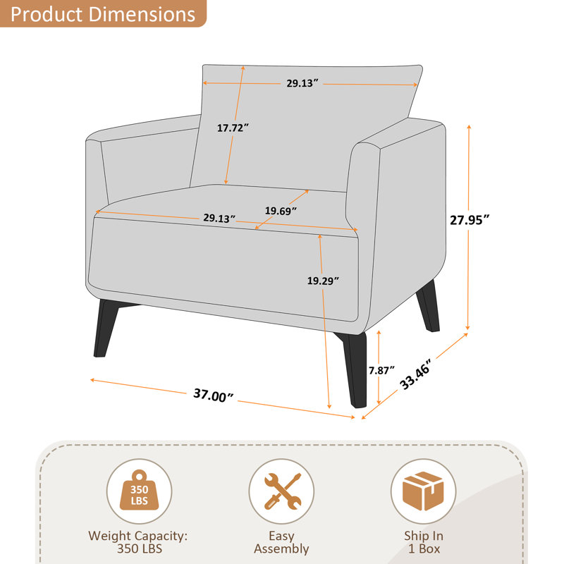 Chaise avec accoudoirs rembourrés 37 po, Cari