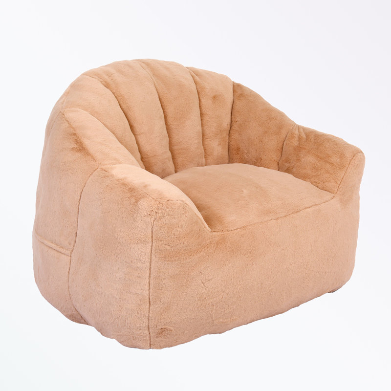 Accent Chair with Armrests and soft cushion, Brown Faux Fur