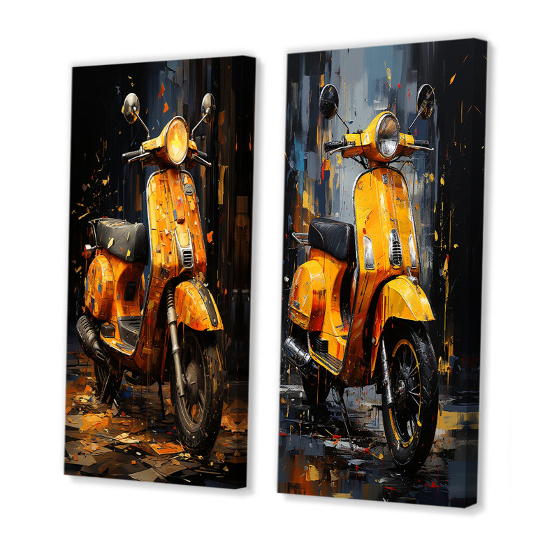 Edgy Scooter Graffiti Odyssey - ensemble d'art mural sur toile Scooter, H 28 po x l 25 po, Toile tendue