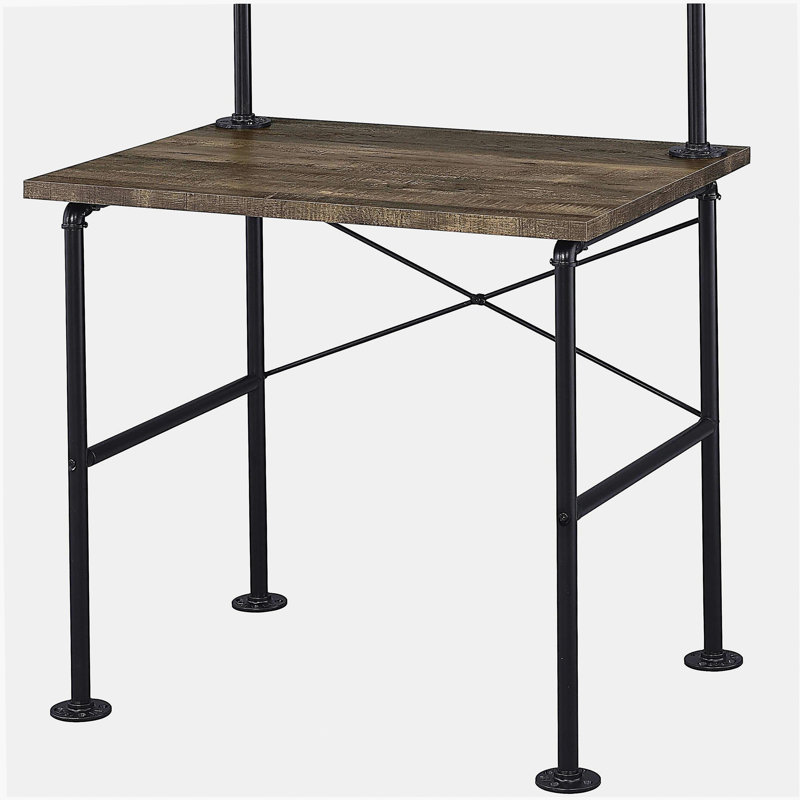 Retro oak and black double-deck bookshelf