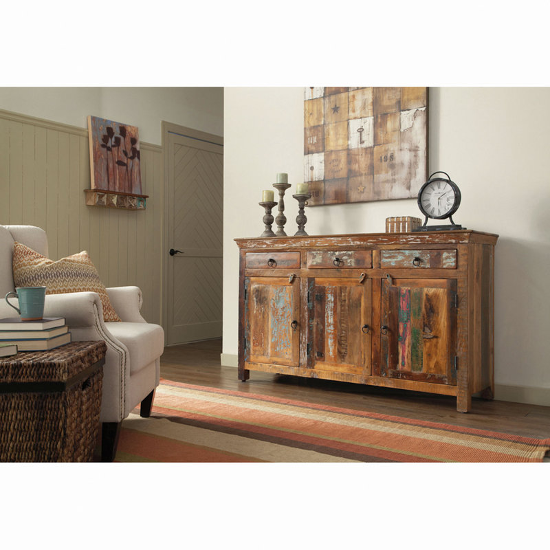 Buffet décoratif 3 tiroirs en bois récupéré Mankato