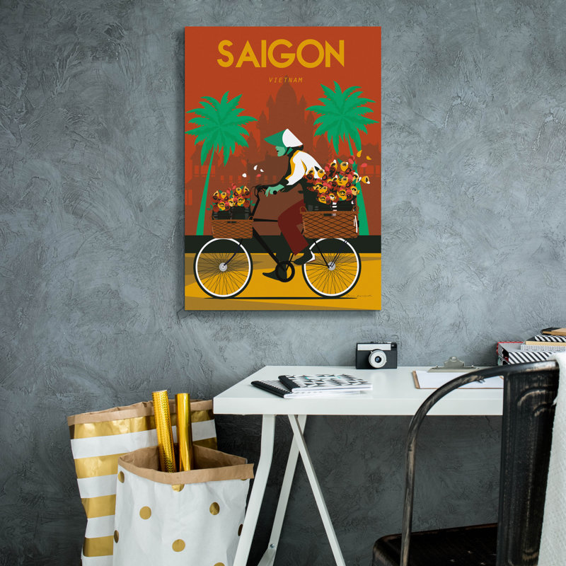Toile épique «Saïgon» par Omar Escalante, H 26 po x l 18 po x P 0,75 po
