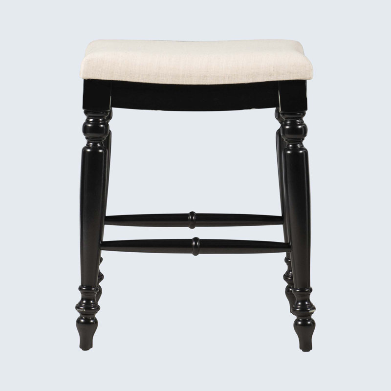 Marino 25" Black Wood Elegant Backless Counter Stool