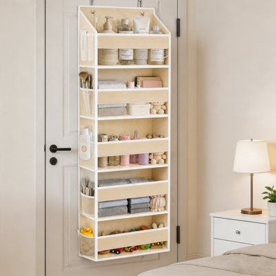 Ensemble de rangement suspendu à suspendre à 5 couches avec fenêtre transparente, 1 paquet comprenant 5 grandes poches principales et 10 poches latérales en filet pour ranger la chambre à coucher, la salle de bain, le garde-manger et la chambre de b?