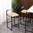 Set Of 2 Water Hyacinth Woven Bar Stools With Back Support Counter