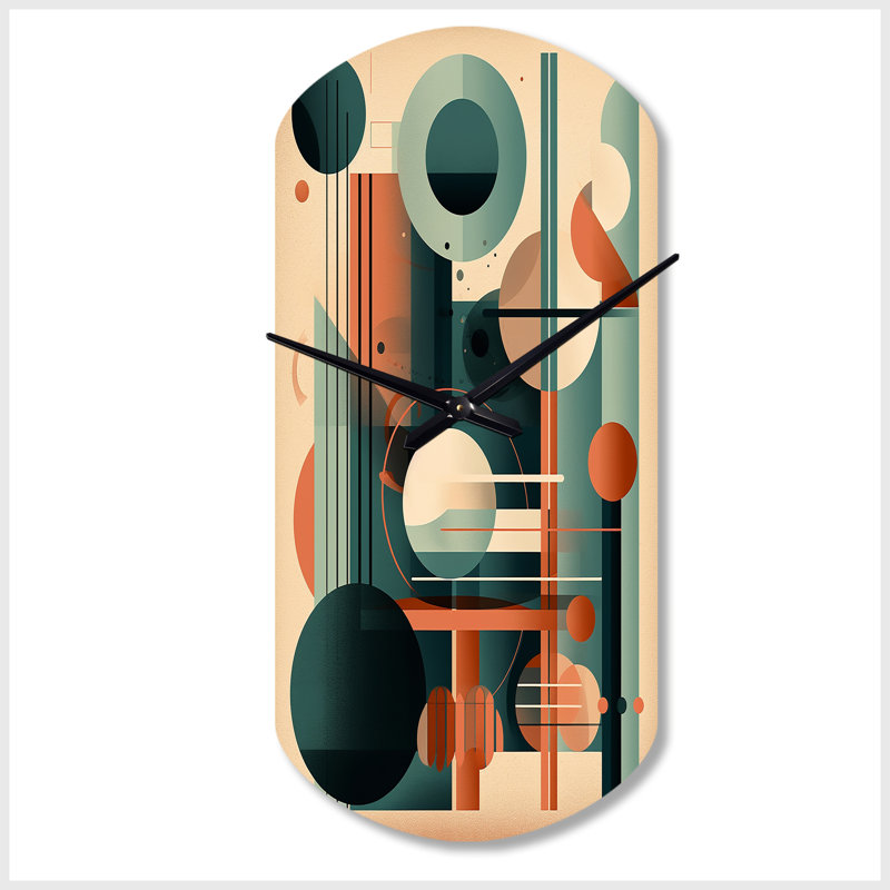 Horloge murale orange et verte Mid Century Momentum IV - Sculpture d'horloge murale orange, Petit