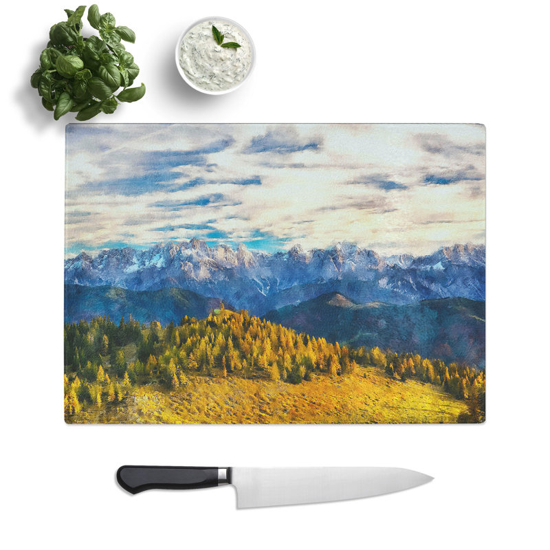 View of the Alps in Austria Painting Chopping Board, 0.4cm H x 28.5cm W x 39cm L