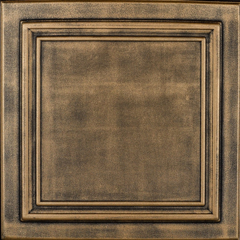 Carreau de plafond en polystyrène à collage 1,6 pi x 1,6 pi Line Art, Laiton antique