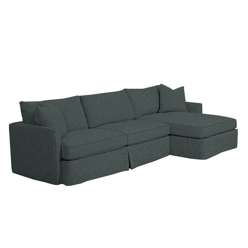 Canapé et méridienne de 307 cm de largeur avec coussins en coton et duvet Hartig, Orienté vers la droite, Vault égéen