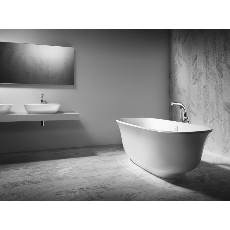 Amiata 60 Rounded Rectangle 23-5/8" Vessel Lavatory Sink in Volcanic Limestone without Internal Overflow, Matte White