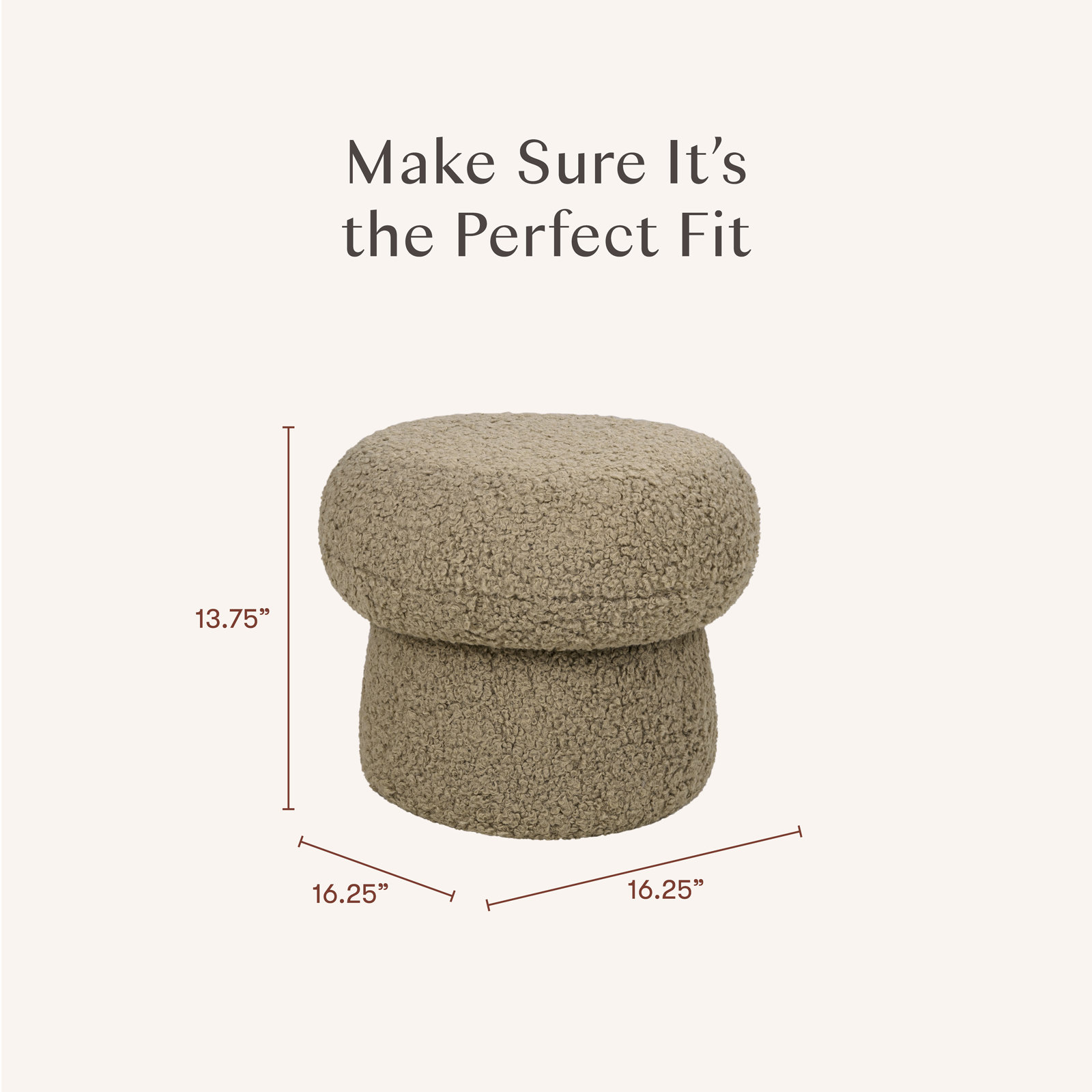 Mushroom Kids Pouf, Latte Teddy Loop, Mini