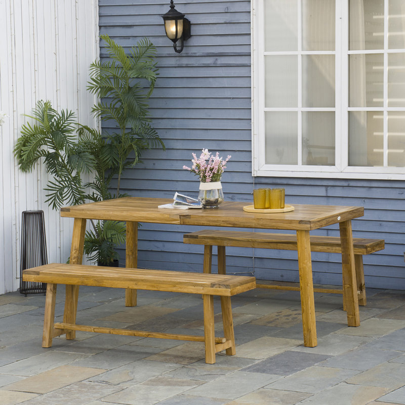 4 - Person Acacia Patio Dining Set with Rectangular Table