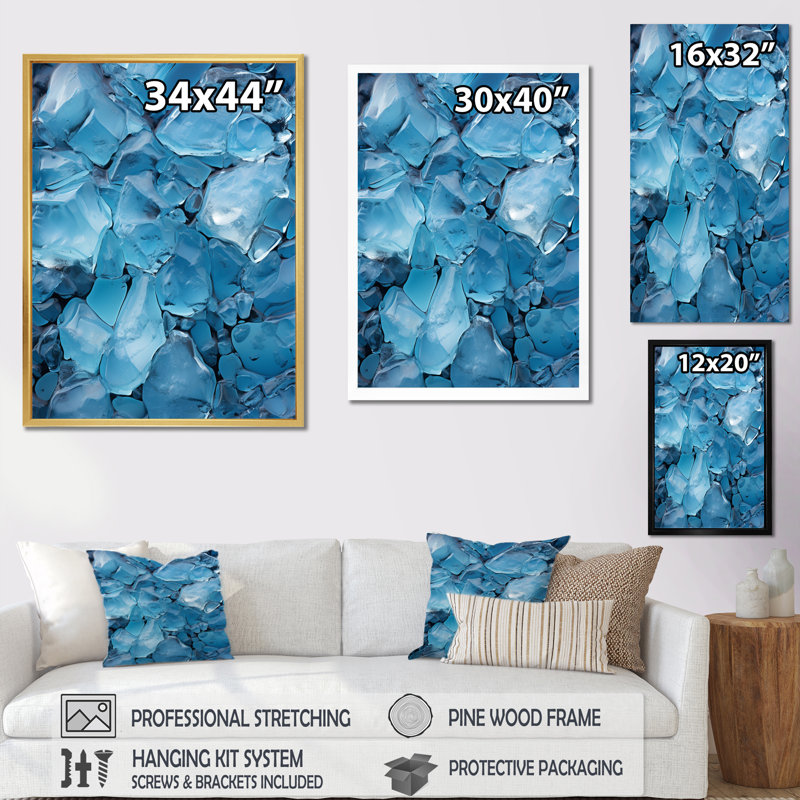 «Glacier Glacial Symphony IV», art mural sur toile, Cadre flottant blanc, H 32 po x l 24 po x P 1 po