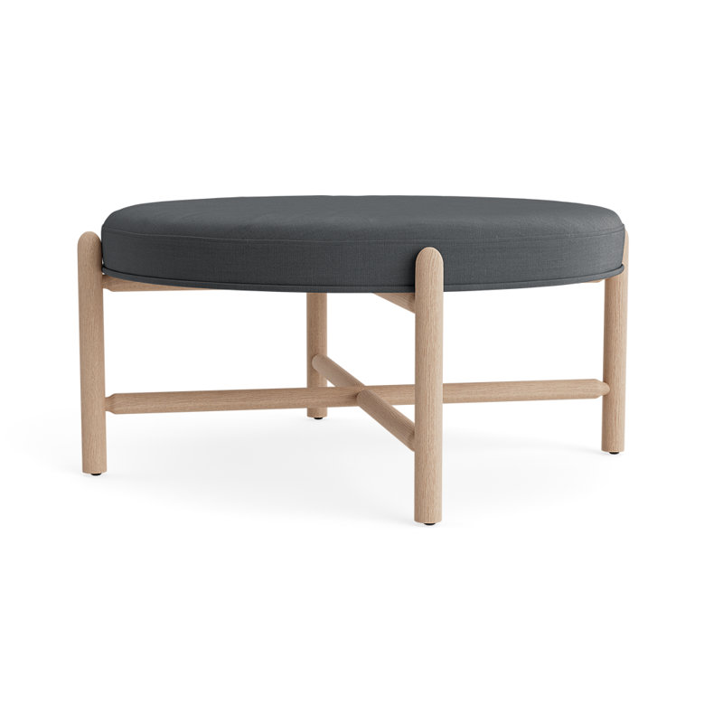 Vane 36" Upholstered Ottoman, Charcoal, Oak