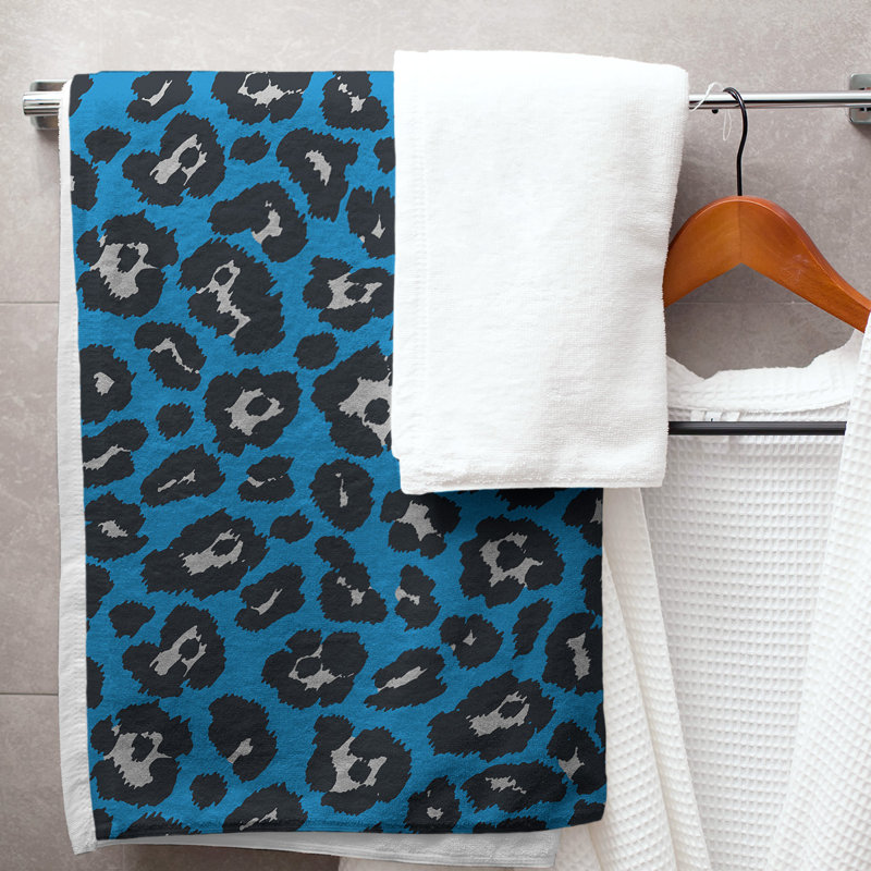 Serviette de bain Garp, Bleu Carolina / argent / noir, Mélange polyester-coton
