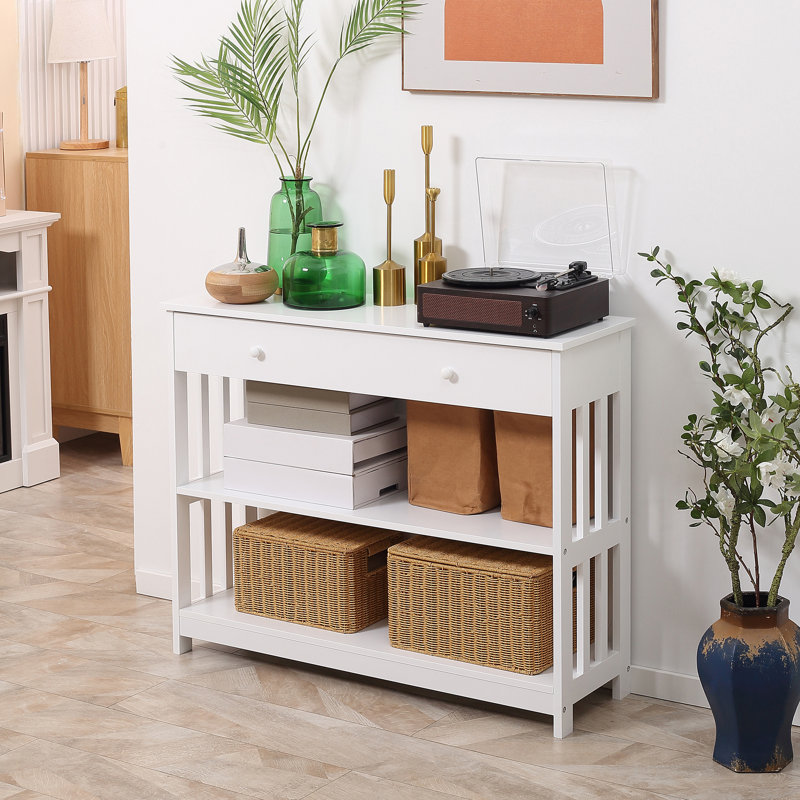 Console de couloir polyvalente avec rangement supplémentaire et attrait moderne, Blanc
