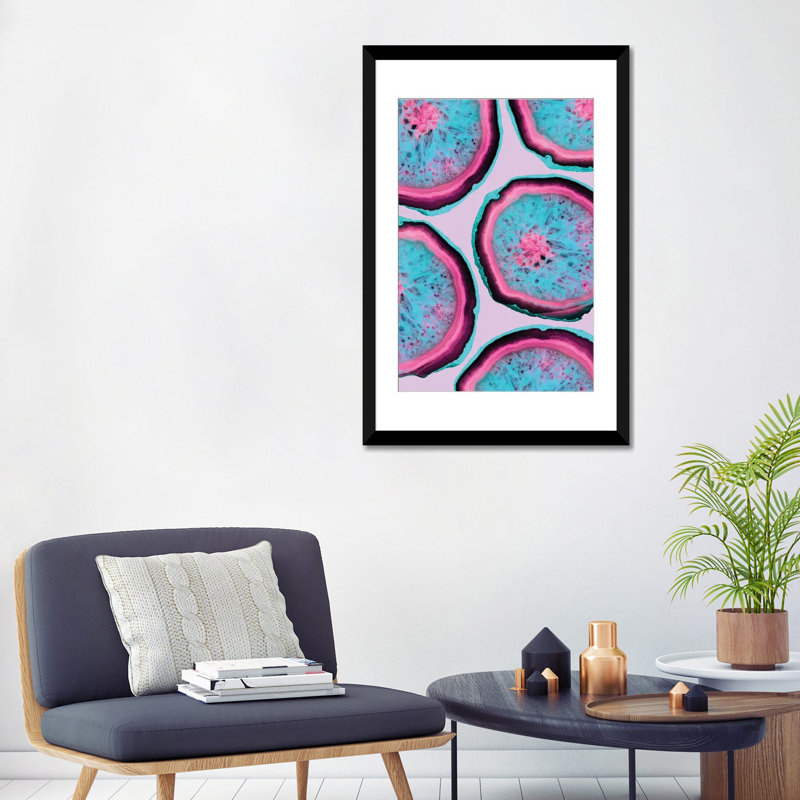 « fluo agates », impression sur toile, H 24 po x l 16 po x P 1 po, Papier d'art encadré noir, Blanc