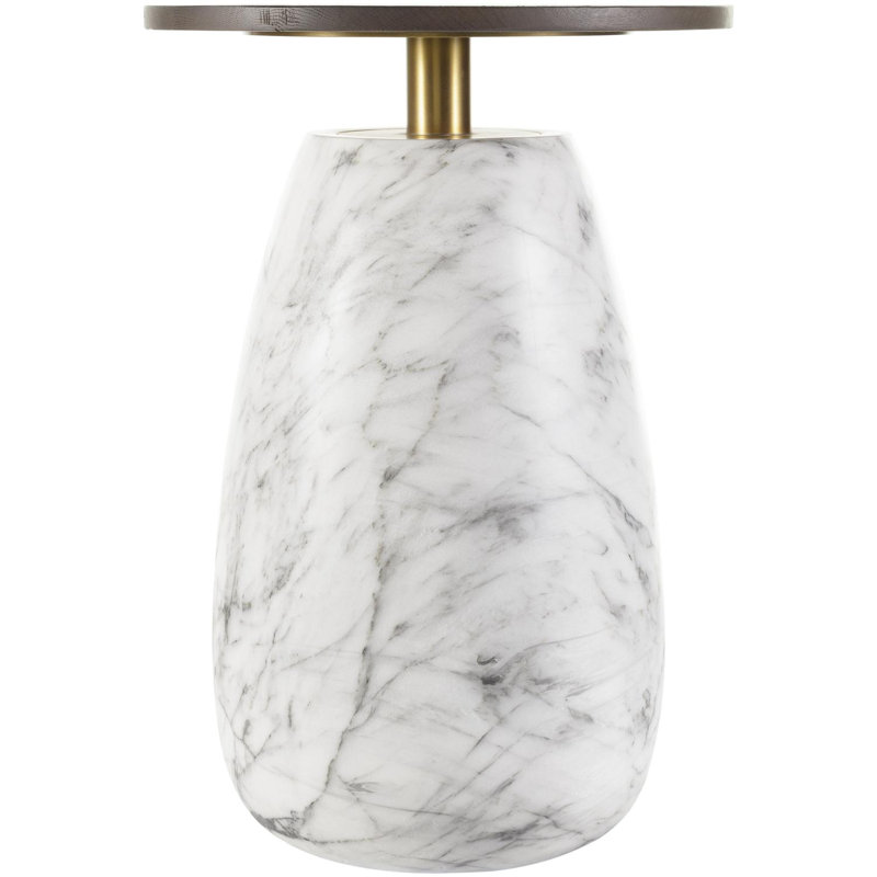 Julene Modern End Table, White/Grey, Dark Brown Wood