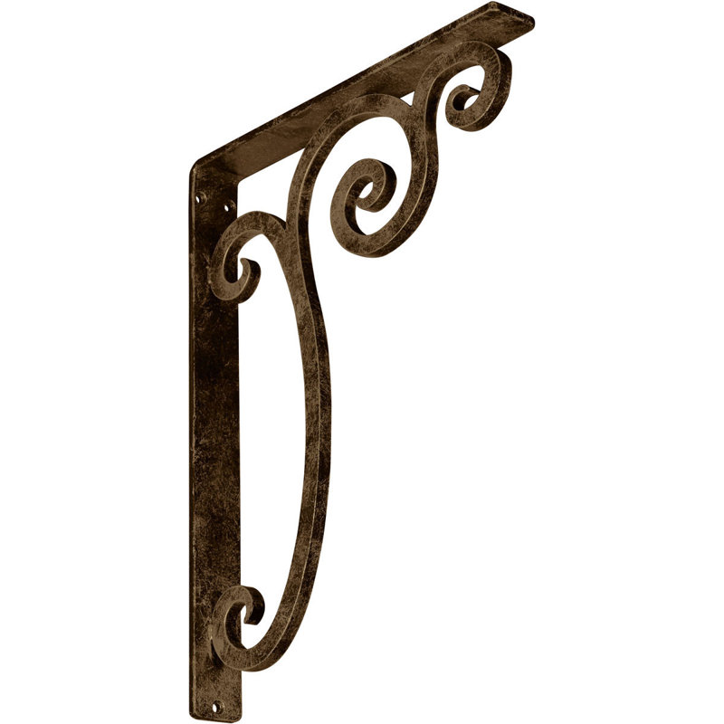 Support en fer forgé Avery, Laiton antique, H 15 po x l 1,5 po x p 12 po