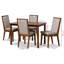 Ensemble de salle à manger 5 pièces Newtonsville en tissu gris et bois fini noyer, H 37,6 po x l 17,7 po x P 20,7 po-916016215-916016212