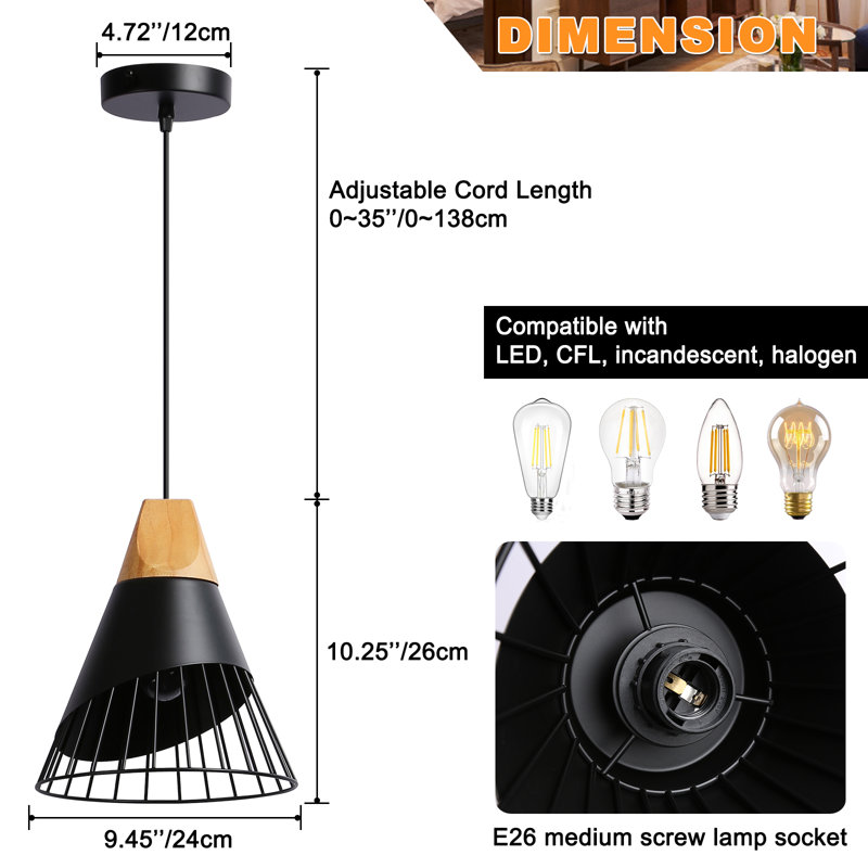 Luminaires suspendus Barclay, Noir mat, Noir