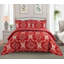 Burgundy Trendy Printed Bedspread Floral Design Quilted with Pillow Shams-113665276