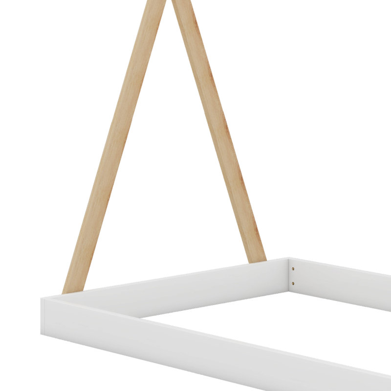 Lit simple avec structure triangulaire, Blanc/naturel