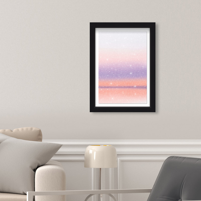 Peach Coastline Print by Oliver Gal, 55.5"H x 37.5"W, Black Shadowbox
