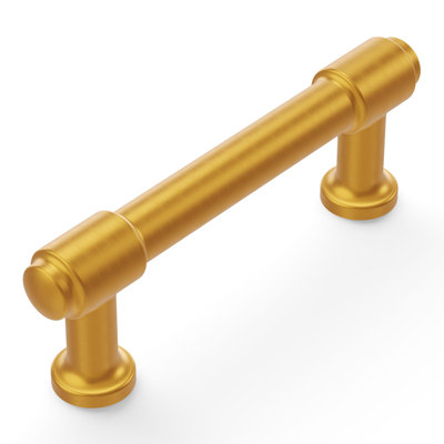 Piper Collection Bar Pull - 3" Center to Center Cabinet Pull Brushed Golden Brass - Mid-century Modern Hardware for Drawers & Cabinets
