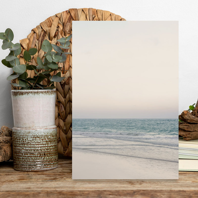 «Warm Serene Beach Landscape», art contemporain, paysage de plage, H 18 po x l 12 po
