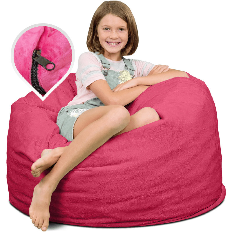  | Housse de remplacement pour fauteuil à billes de 3 pi seulement | Lavable amovible | Housse seulement, Pink Fur