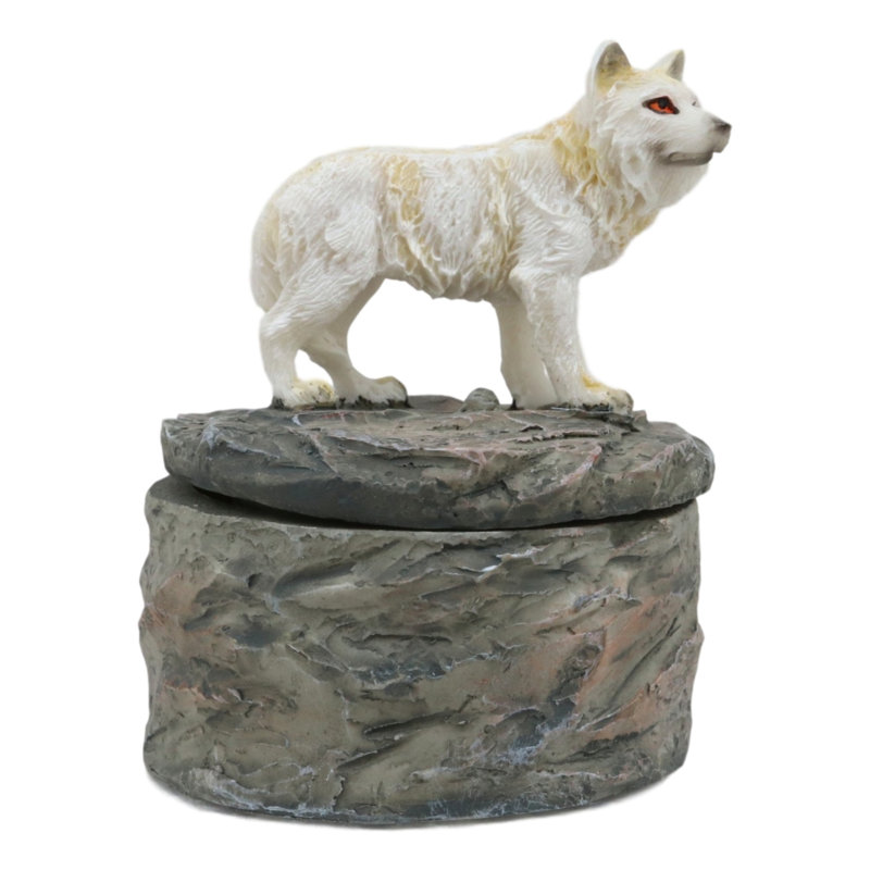 Boîte à bijoux loup snow abino