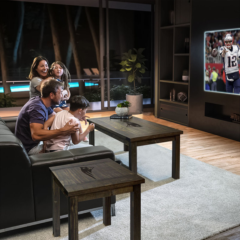 Table d'appoint NFL Reclaimed, Gris patiné, Patriots de la Nouvelle-Angleterre