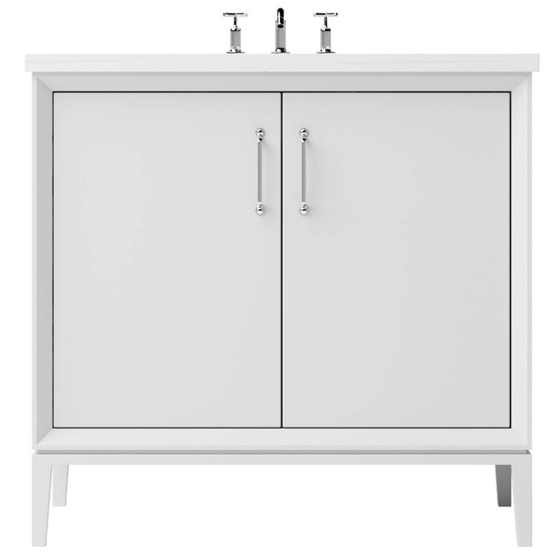 Alexandra Single Bath Vanity, Strong White, 48", Polished Chrome