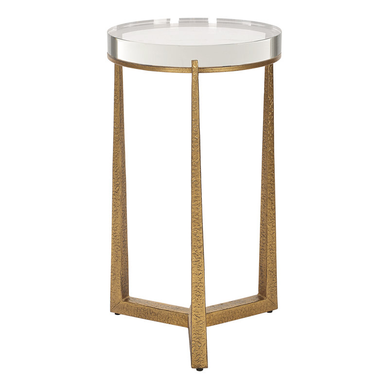 Everly Quinn Hinkson Antique Gold Accent Table