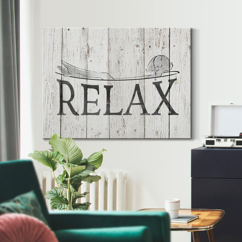 Relax - reproduction d'art textuel sur toile tendue, H 12 po x l 8 po x P 1 po