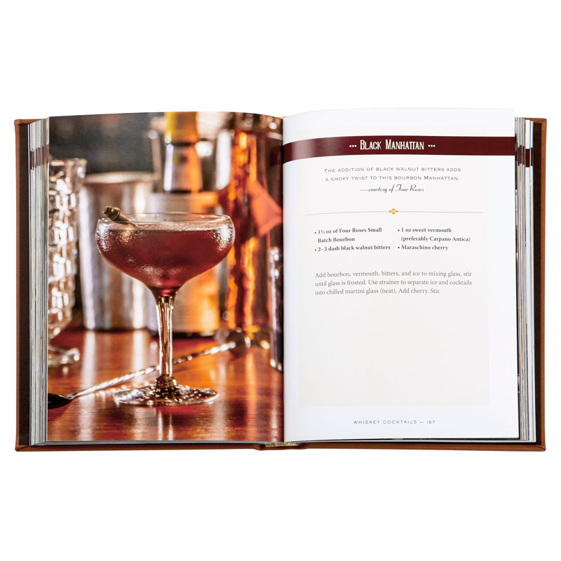 Graphic Image Whiskey Cocktails, Coffee Table Book, Leather, Brown
