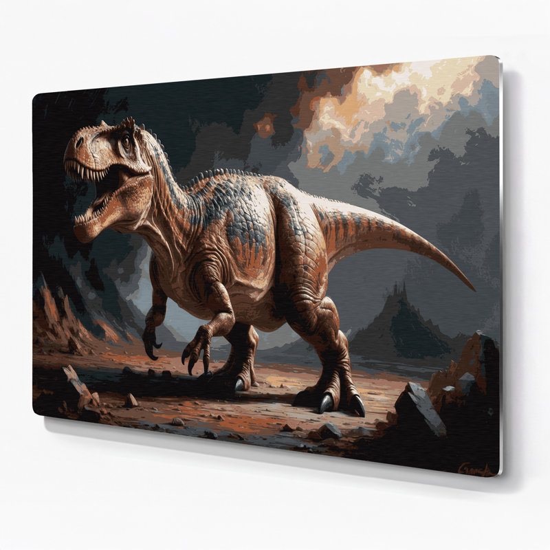 «Dinosaur Acrocanthosaurus», art mural en métal brun, H 11 po x l 14 po