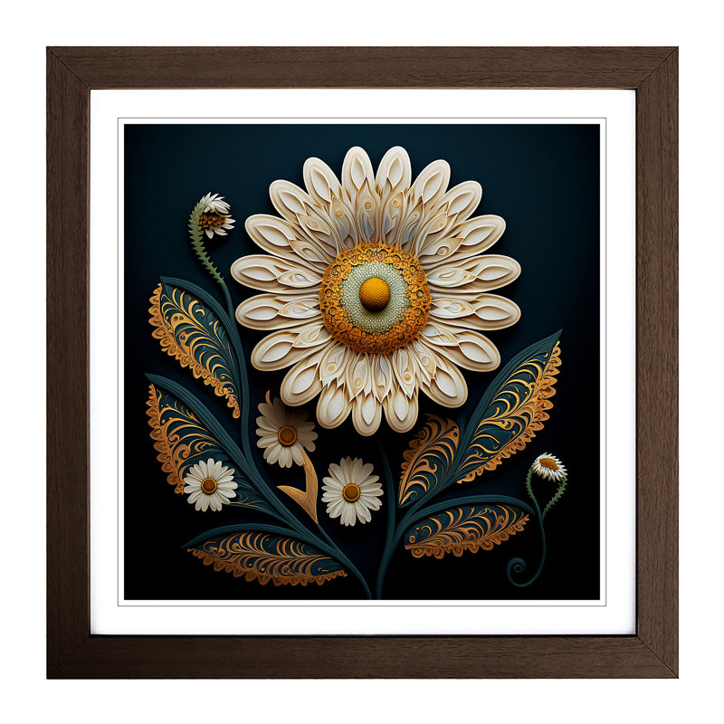 Daisy Paisley Art - Framed Print, Walnut