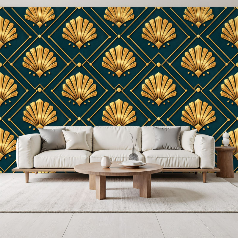 Papier peint adhésif mural déco Peel and Stick Art Deco, L 96 po x l 69 po
